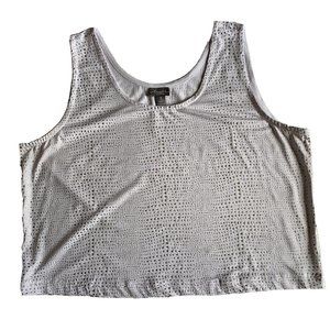 Chicos Travelers Cropped Tank Top Shell Ivory Gold Textured Layer Casual Size 3